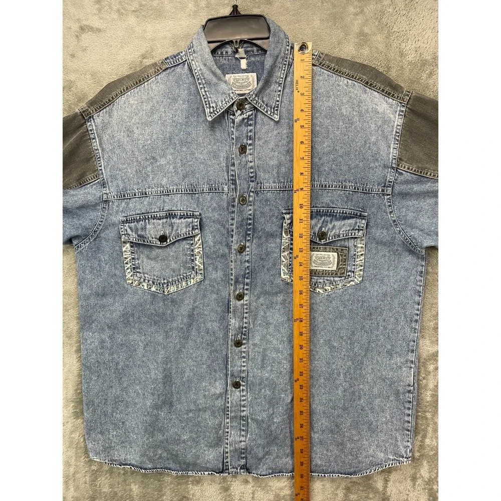 VTG Men's Company Men's Two Toned Denim Shirt XL Blue/Gray‎ Long Sleeve Cotton